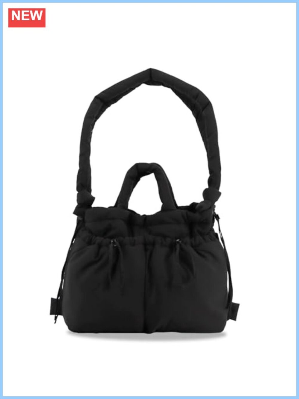 Quilted Puffer Tote Bag Converts to Backpack Nylon Travel Purse